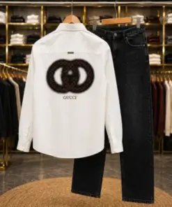 Men’s Designer Printed Shirt and Black Denim Jeans – Modern Stylish Combo Set