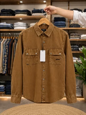 Men’s Premium Solid Shirt – Olive Brown Full Sleeve Slim Fit Shirt