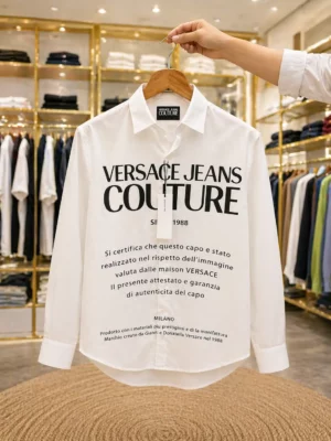 Men’s Premium Typography Print Shirt – White Luxury Statement Casual Wear