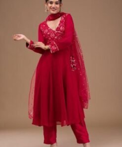Maroon Zariwork Georgette Readymade Salwar Suit